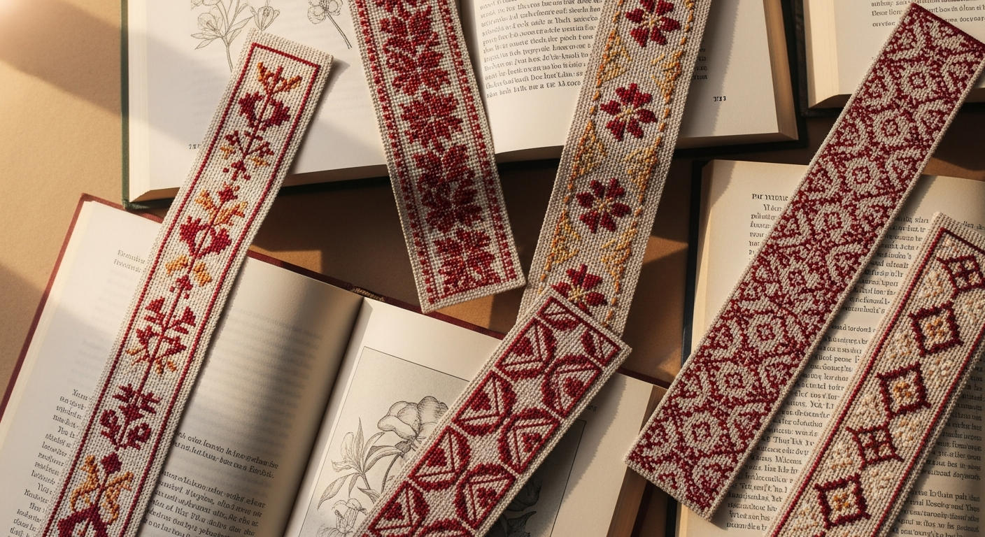 Вышитые закладки на книгах